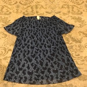 EUC Michael Kors Blue Sheer off shoulder top XS
